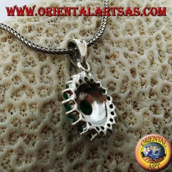 Colgante redondo de plata, con 18 + 1 ágata verde redonda y marcasitas