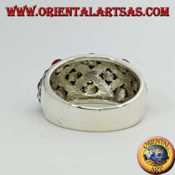 Silberring mit gebogenem Band mit zehn kugelförmigen Körnern mit Markasitanteil