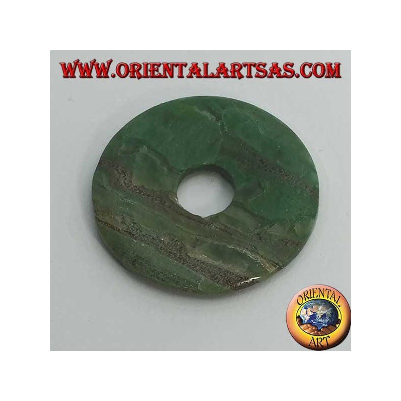 Ciondolo di giada verde africana a forma di ciambella da 35 mm. di diametro Ø completo cordoncino  (2)