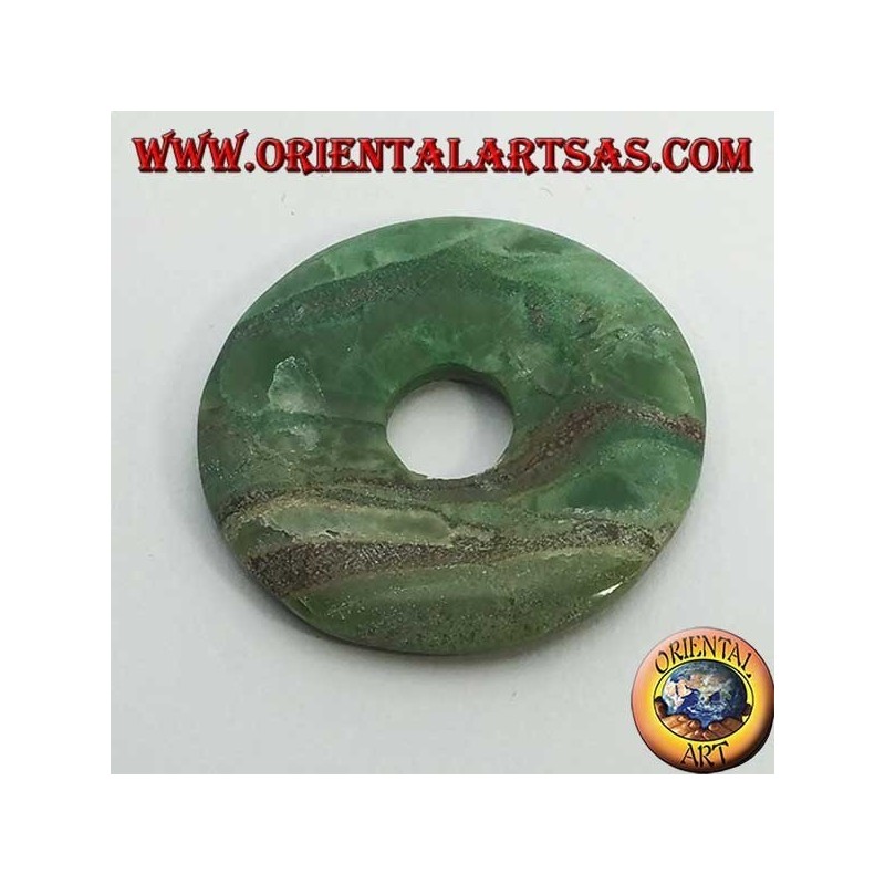 Colgante de jade verde africano con forma de rosquilla de 35 mm. de diámetro Ø cable completo (2)