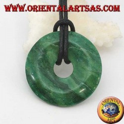 African green jade pendant in the shape of a donut 35 mm. in diameter Ø complete cord      (2)          