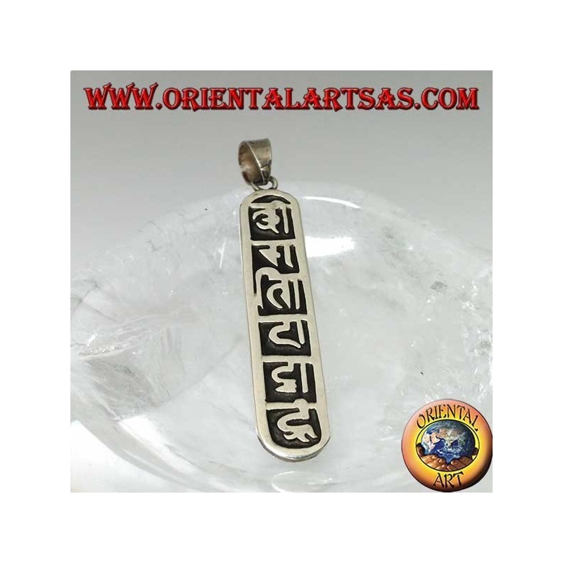 Silver pendant Oṃ Maṇi Padme Hūṃ the mantra of Mahāyāna and Tibetan budism.