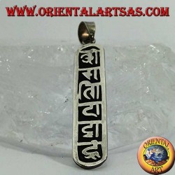 Silver pendant Oṃ Maṇi Padme Hūṃ the mantra of Mahāyāna and Tibetan budism.
