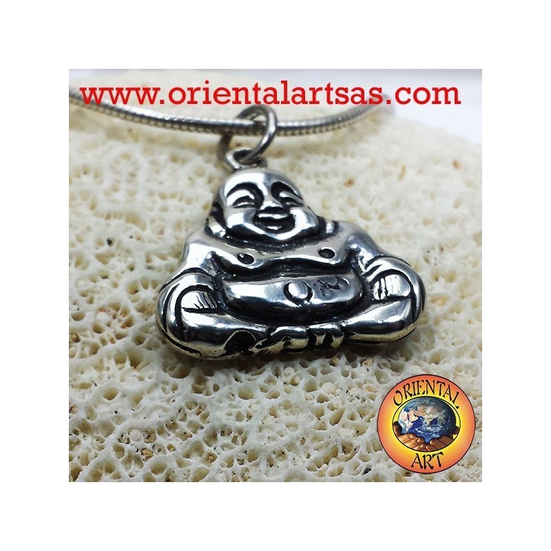 ciondolo buddha dell'abbondanza in argento