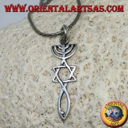 Colgante de plata de la Menorah con la Estrella de David