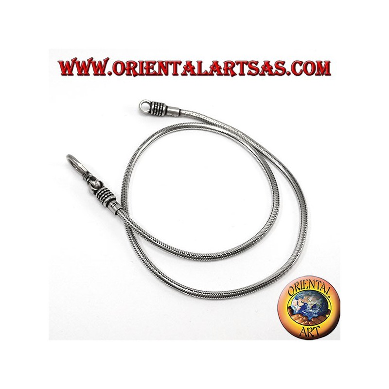 Collier en argent, serpent indonésien de 45 cm