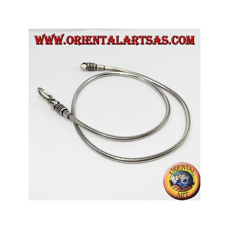 Collier en argent, serpent indonésien de 45 cm