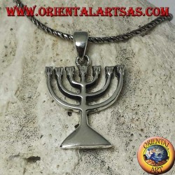 Silver pendant of the Menorah, oil lamp with seven arms