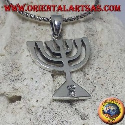 Silver pendant of the Menorah, oil lamp with seven arms