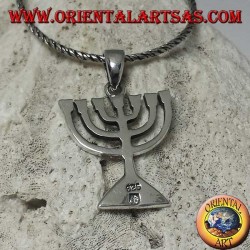 Pendentif en argent de la Menorah, lampe à huile à sept bras