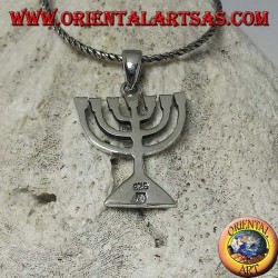Silver pendant of the Menorah, oil lamp with seven arms