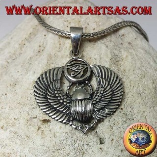 Silver pendant, Egyptian scarab with eye of Horus