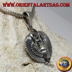 Pendentif en argent, scarabée égyptien avec oeil de Horus