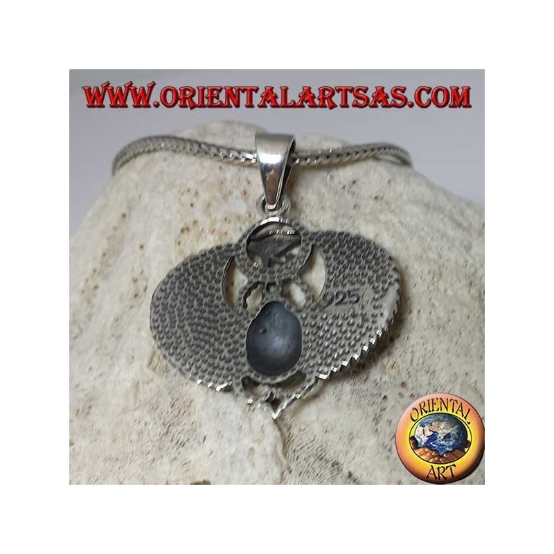 Pendentif en argent, scarabée égyptien avec oeil de Horus