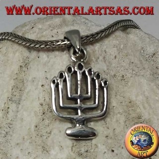 Silver pendant of the Menorah oil lamp with seven arms (small)