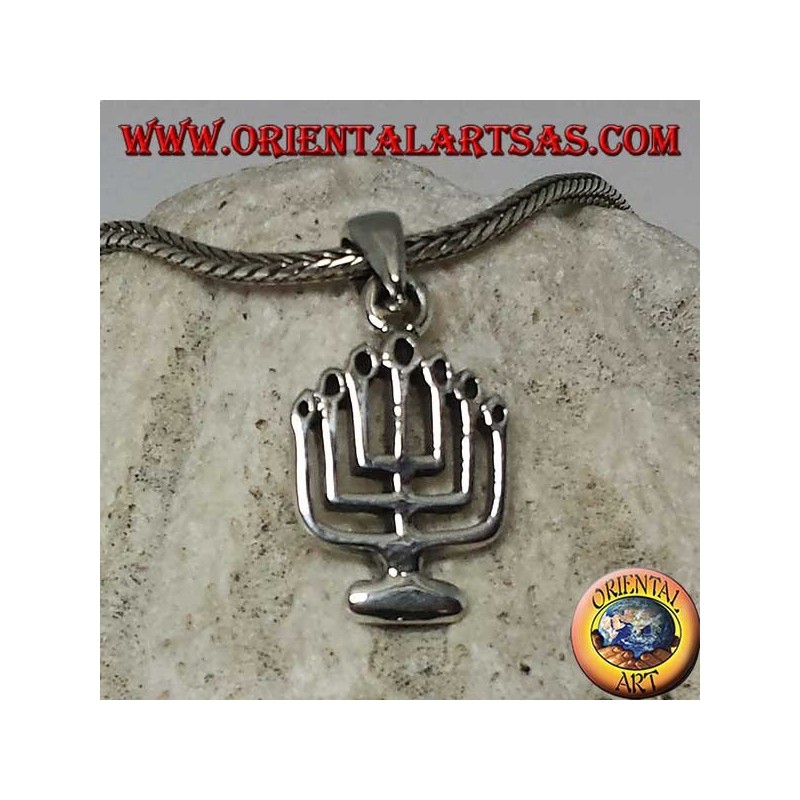 Silberanhänger der Menorah-Öllampe mit sieben Armen (klein)