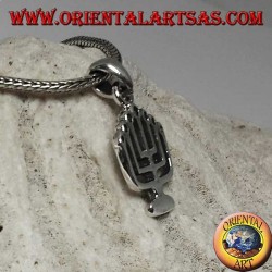 Silver pendant of the Menorah oil lamp with seven arms (small)