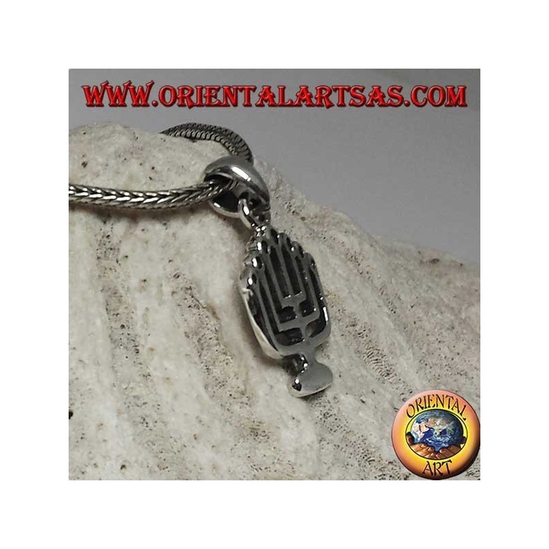 Ciondolo in argento della Menorah lampada ad olio a sette braccia (piccolo)