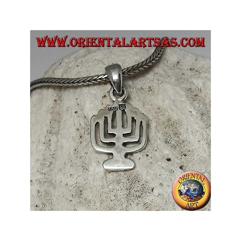 Silver pendant of the Menorah oil lamp with seven arms (small)