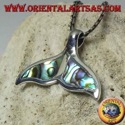 Silver dolphin tail pendant with paua shell