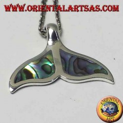 Silber Delphin Schwanz Anhänger mit Paua Muschel