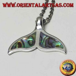 Pendentif queue de dauphin en argent avec coquille de paua