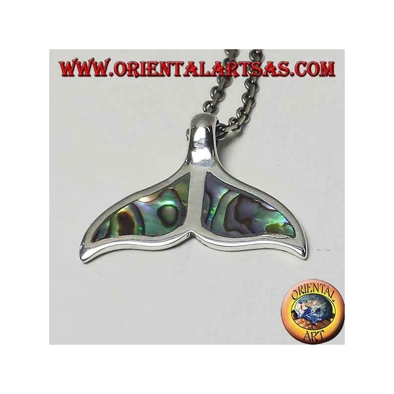 Ciondolo in argento coda di delfino con paua shell