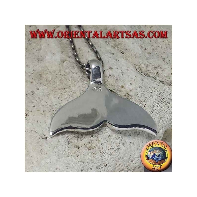 Silver dolphin tail pendant with paua shell