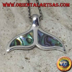 Silber Delphin Schwanz Anhänger mit Paua Muschel