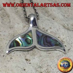 Pendentif queue de dauphin en argent avec coquille de paua