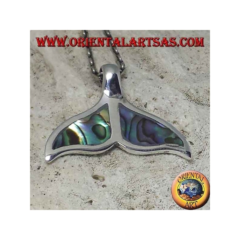 Silber Delphin Schwanz Anhänger mit Paua Muschel