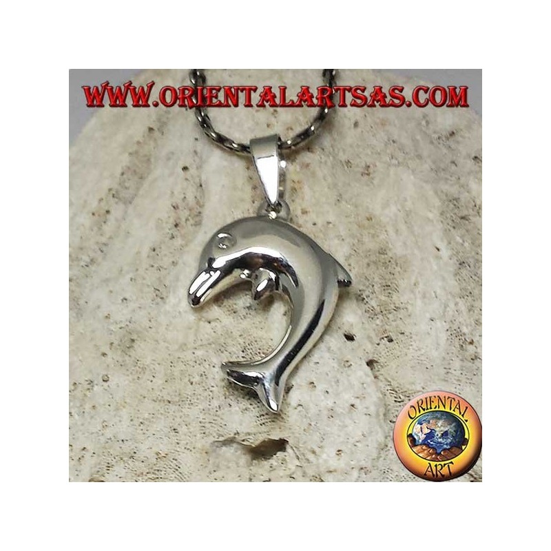 Silver pendant, the jumping dolphin