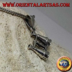 Silver pendant in the shape of binoculars
