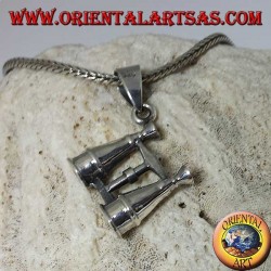 Silver pendant in the shape of binoculars