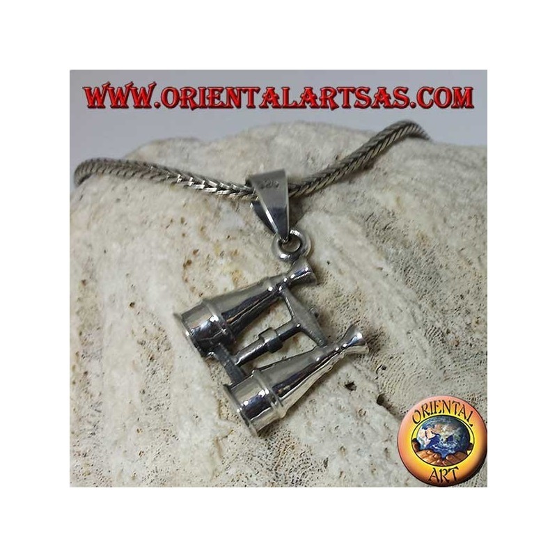 Pendentif en argent en forme de jumelles