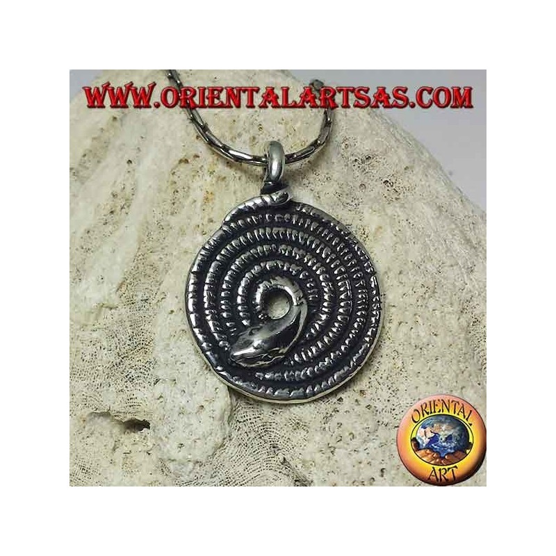Pendentif en argent, spirale sacrée du serpent Kundalini