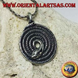 Silver pendant, sacred spiral of the kundalini snake