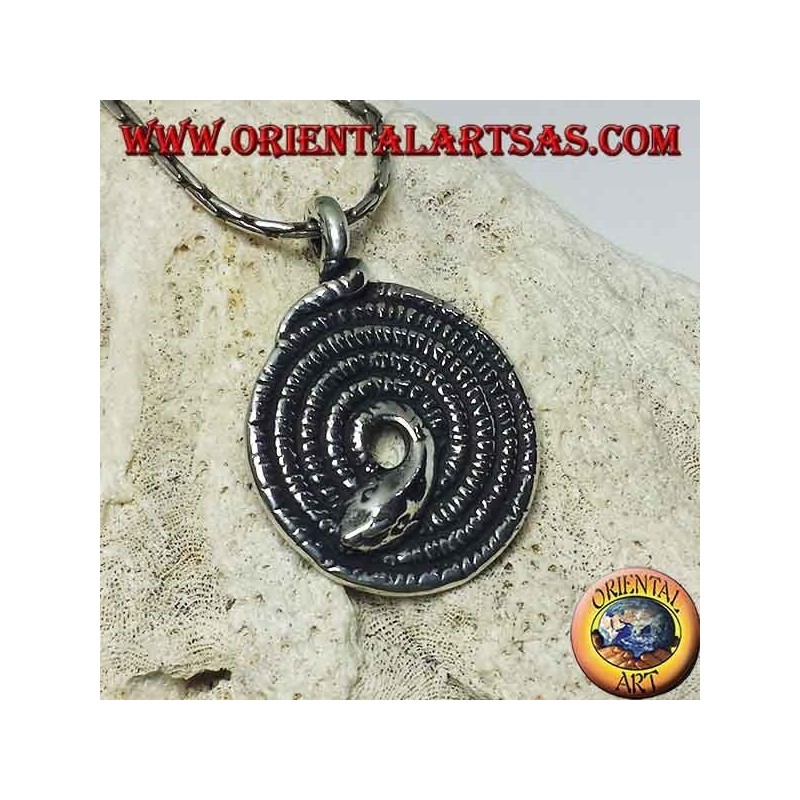 Colgante de plata, espiral sagrada de la serpiente kundalini