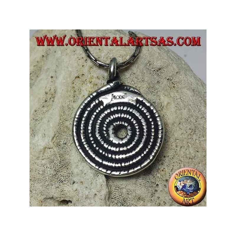 Silver pendant, sacred spiral of the kundalini snake