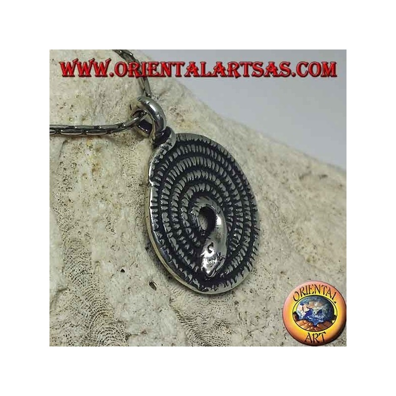 Silver pendant, sacred spiral of the kundalini snake