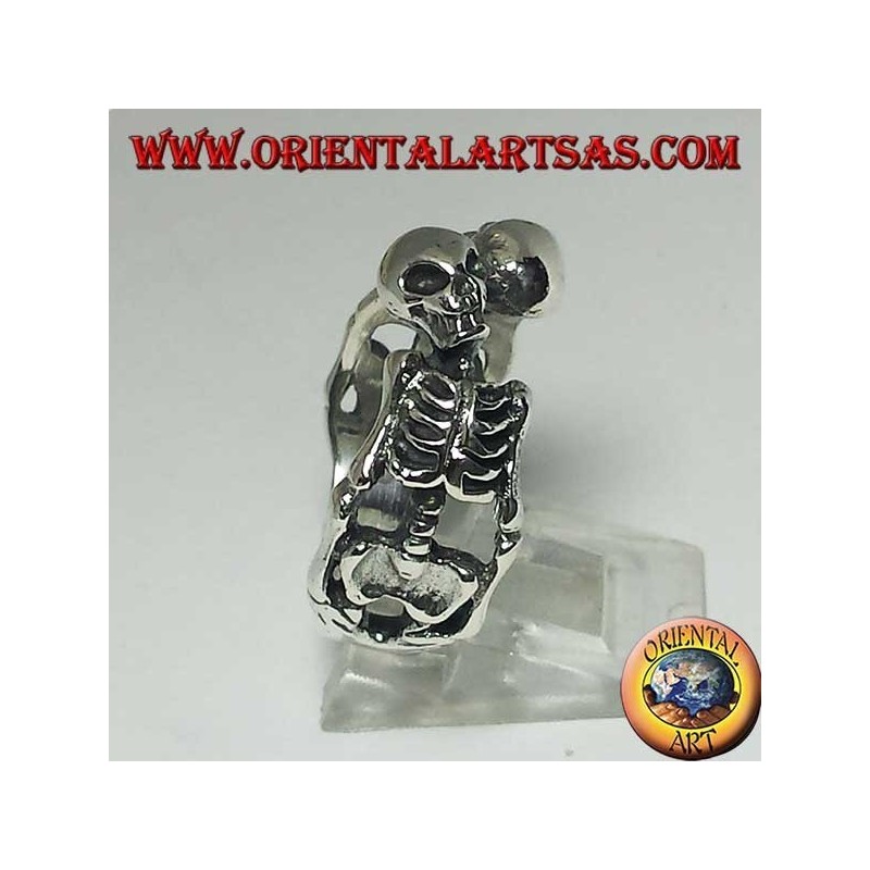 Bague en argent de squelettes par paires