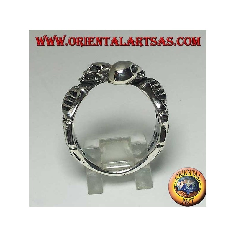 Anillo de plata de esqueletos en pares