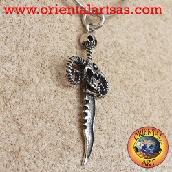 pendentif poignard crâne et d'argent cornes de bélier