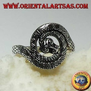 Silver cobra snake ring sacred spiral of kundalini