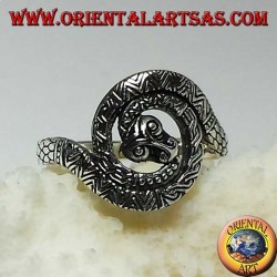Bague serpent en cobra argenté spirale sacrée de la kundalini