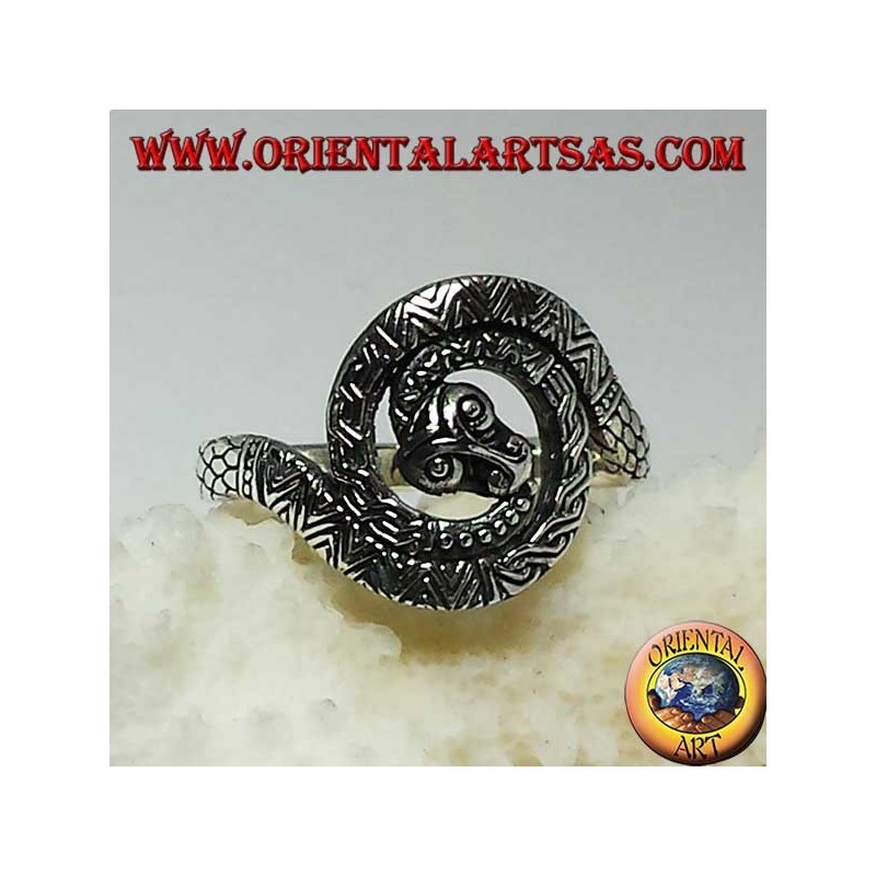 Bague serpent en cobra argenté spirale sacrée de la kundalini