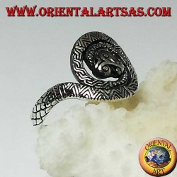 Anillo de serpiente cobra plateada espiral sagrada de kundalini