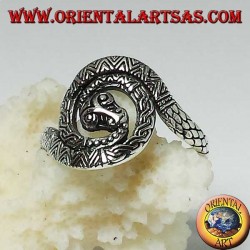 Bague serpent en cobra argenté spirale sacrée de la kundalini