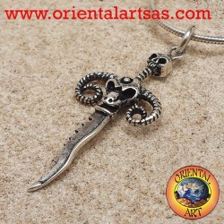 pendentif poignard crâne et d'argent cornes de bélier