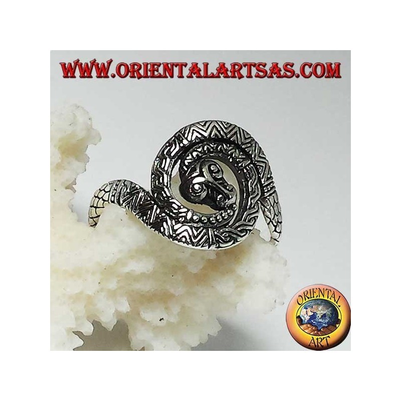 Anello in argento a cobra serpente spirale sacra  della kundalini